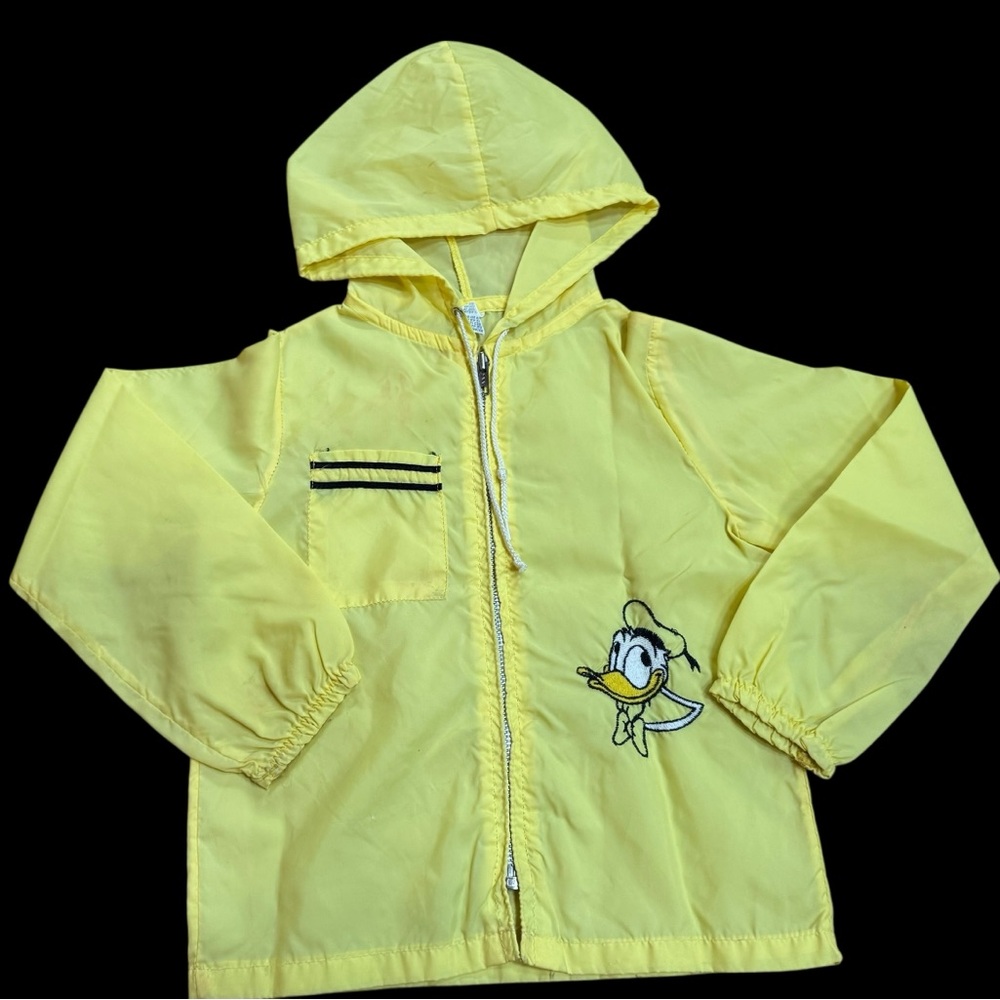 1960s Yellow Hooded Disney Jacket with Donald Duck Embroidery